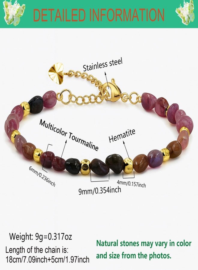 Tobestu Colored Tourmaline Beaded Bracelet with Mini Pumpkin Spacer Beads - Bohemian Jewelry for Casual or Festival Wear YA5871 - Image 3